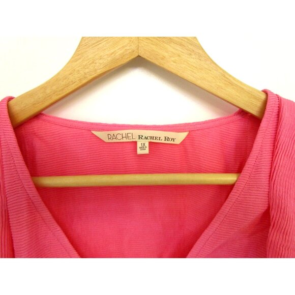 Rachel Roy Curvy Collection Plus Size Pink Ruffled Short Sleeve Top Size 1X NWT - Picture 2 of 16